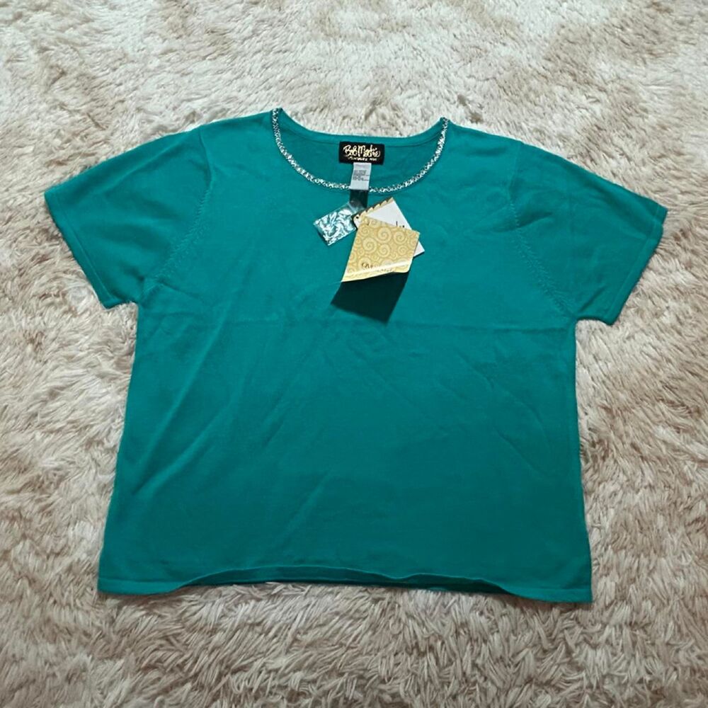Bob-mackie Women's Green and Blue T-shirt